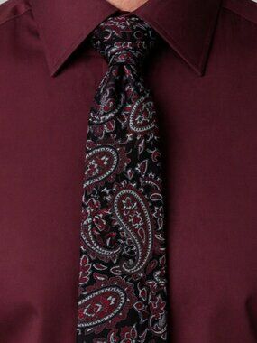 Pronto-Uomo Couture Men’s Neck Tie Red Silver Black 100% Silk Formal Dress